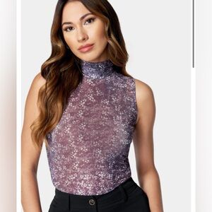 NWT Bebe Mock Mesh Top